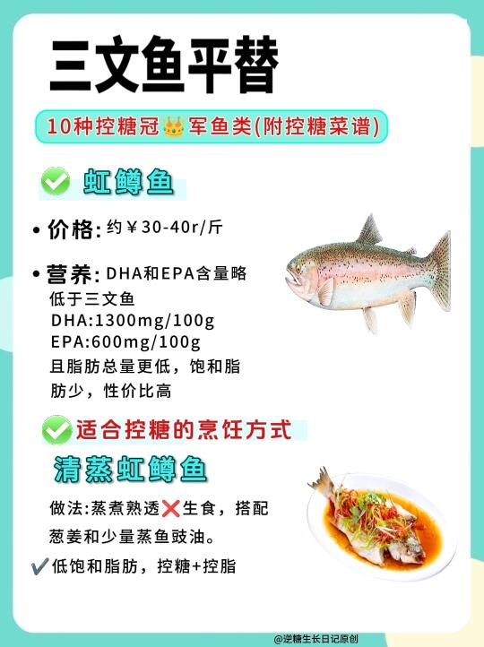 三文鱼太贵‼️10种平替鱼营养又控糖🔥