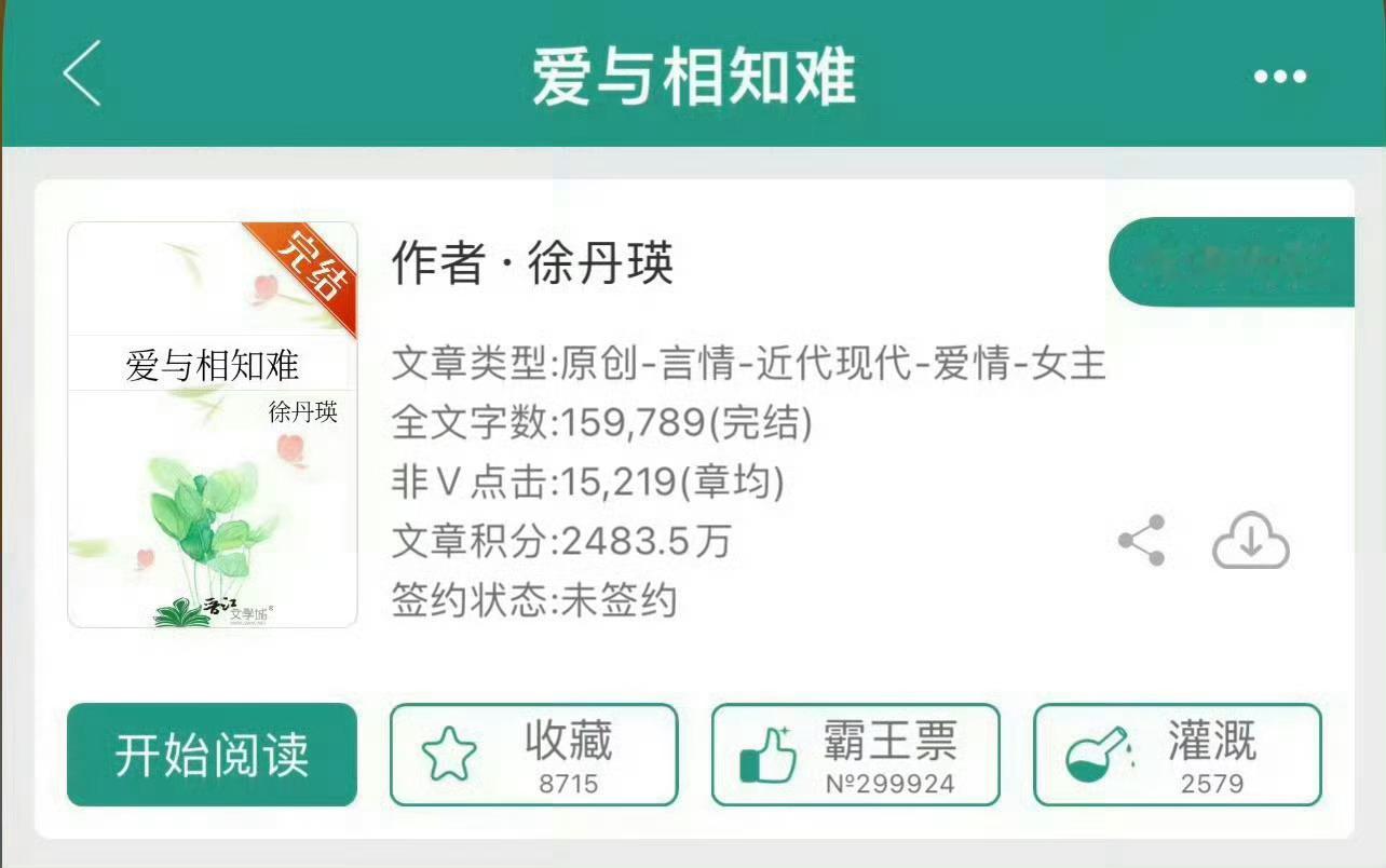 小说推荐：《爱与相知难》 作者:徐丹瑛简评：木讷古板女主vs狗里狗气男主，婚后日
