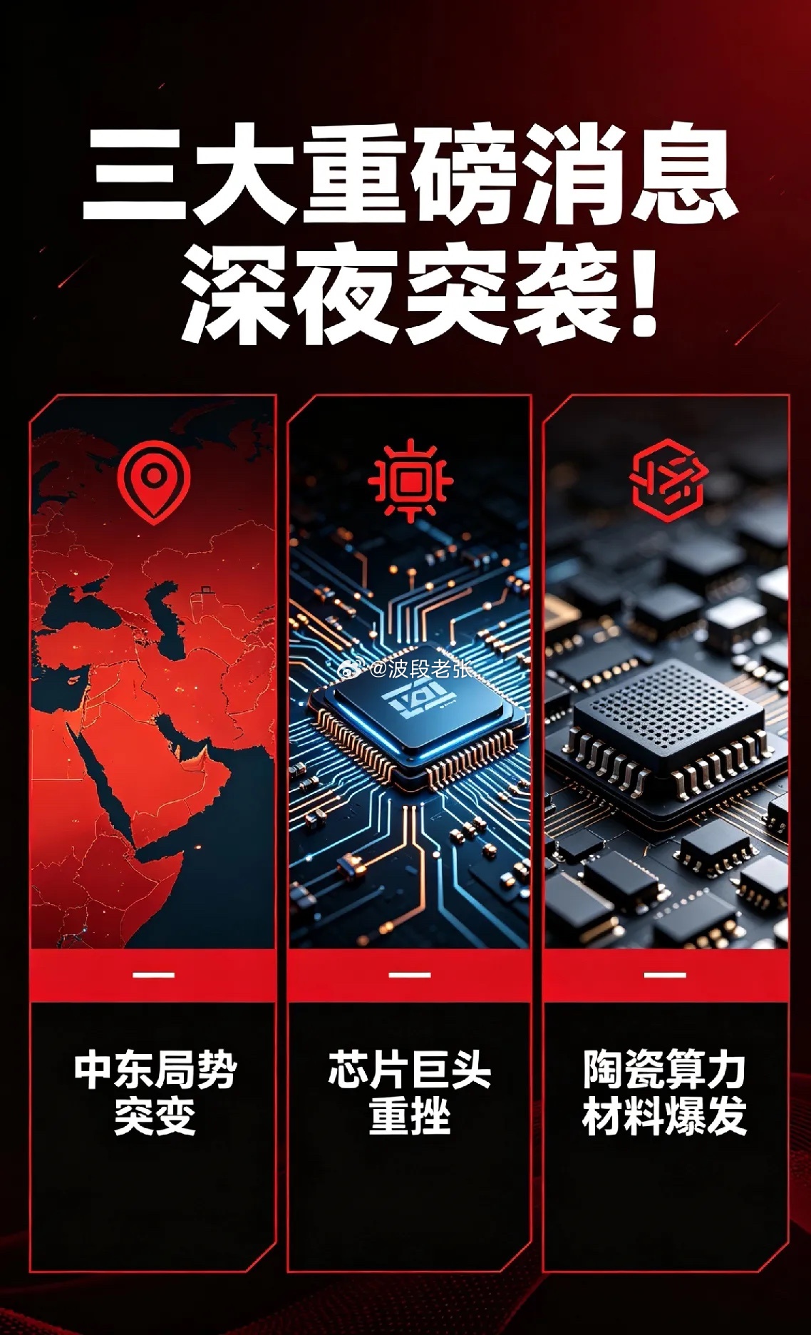 中东局势突变+芯片巨头重挫+陶瓷算力材料爆发  三大重磅消息深夜突袭！ 一、特朗