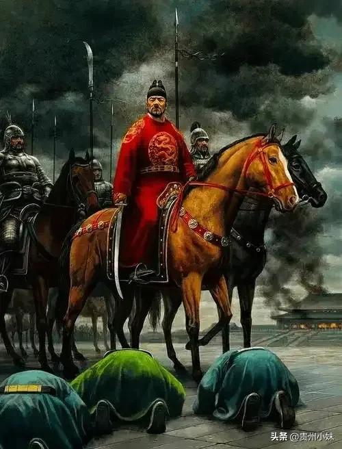 明建文四年，燕王帅兵进入南京，在燕军抵达后的一场混战中，南京城内的皇宫大院起了火