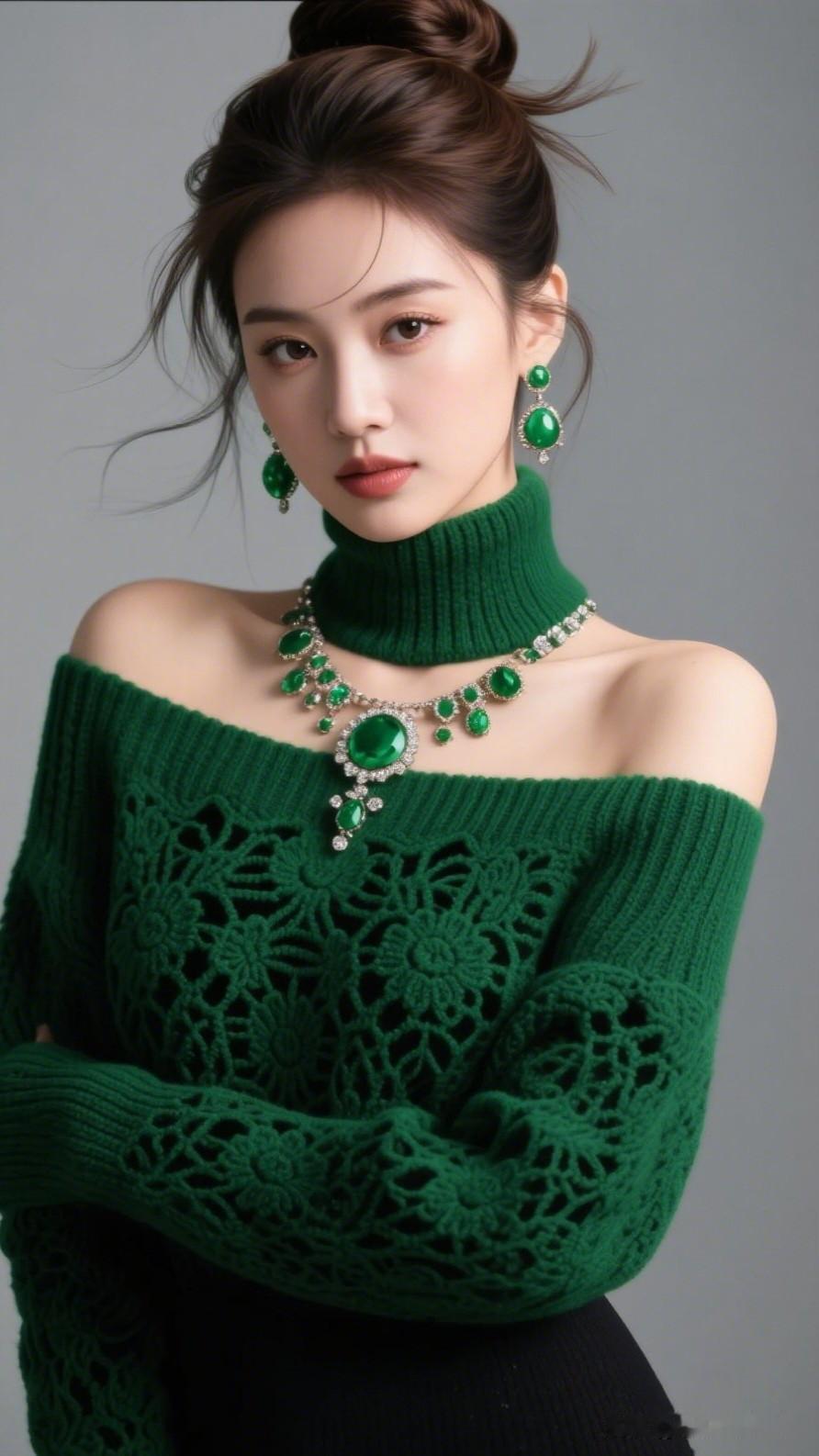 翠玉映绿衣，美人入画里。你见过最性感的女生有多性感 优雅绿调穿搭，复古绿宝石配饰