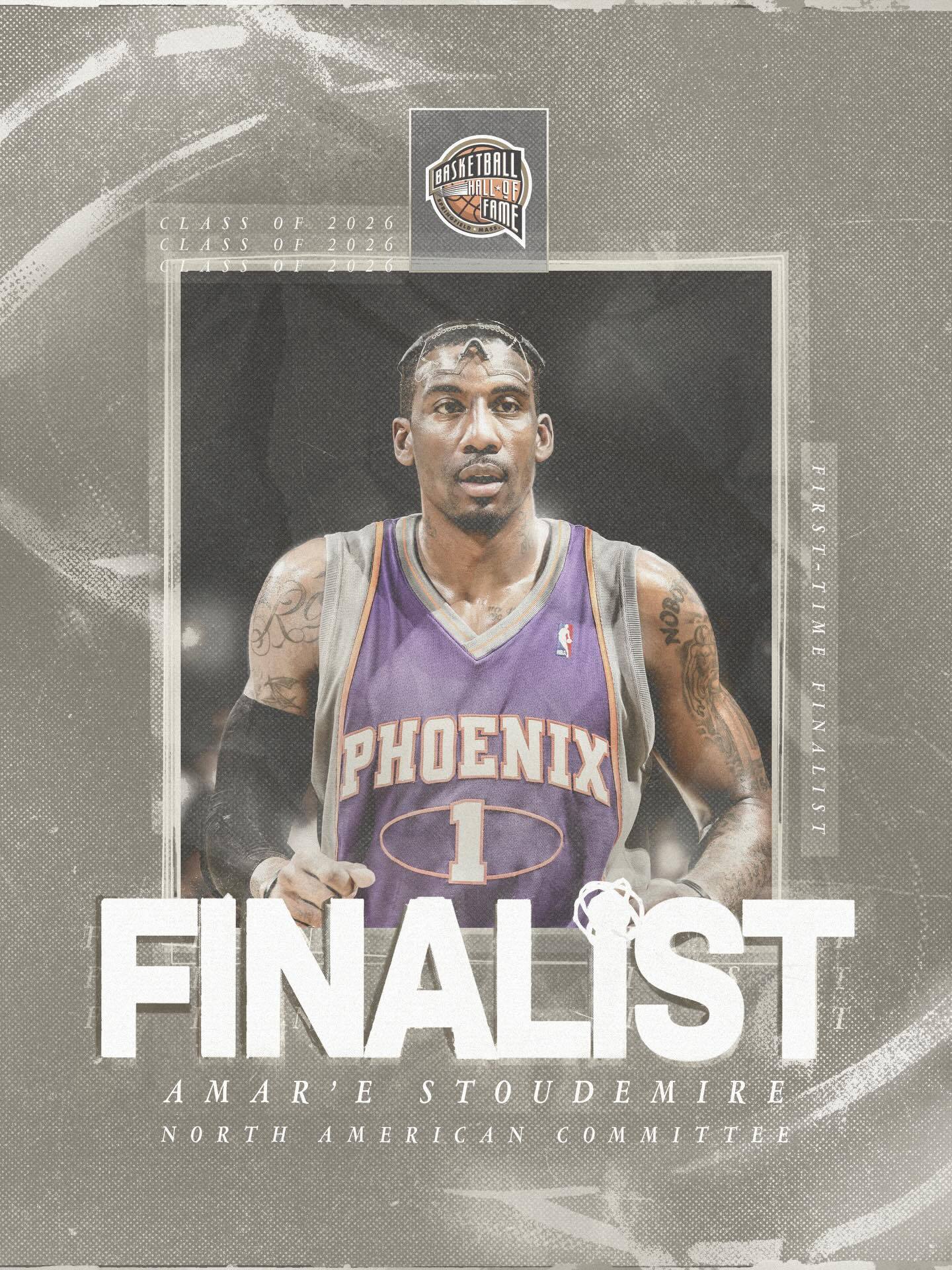 恭喜6届全明星阿玛雷·斯塔德迈尔成功入围奈史密斯篮球名人堂最终候选名单！🔥菲尼