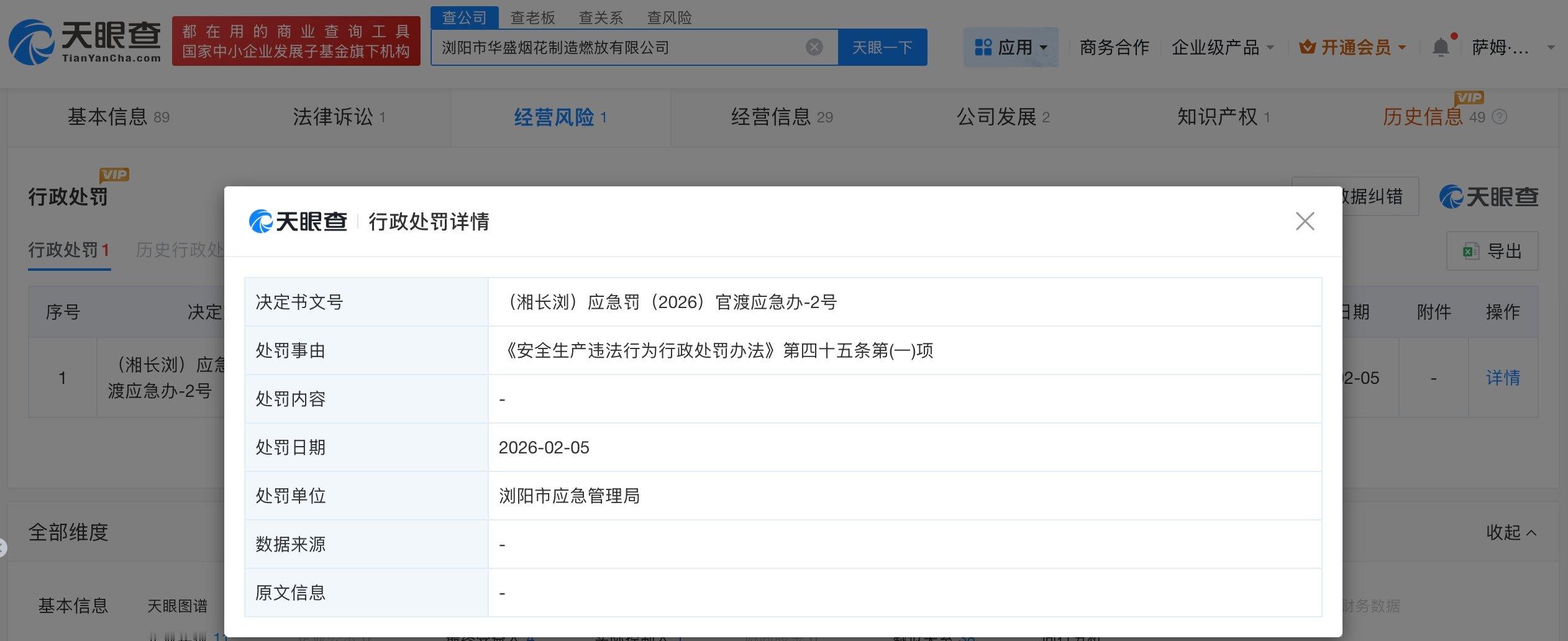 【浏阳华盛烟花厂曾因安全生产违法被罚揭秘发生爆炸事故华盛烟花厂】据媒体报道，浏阳