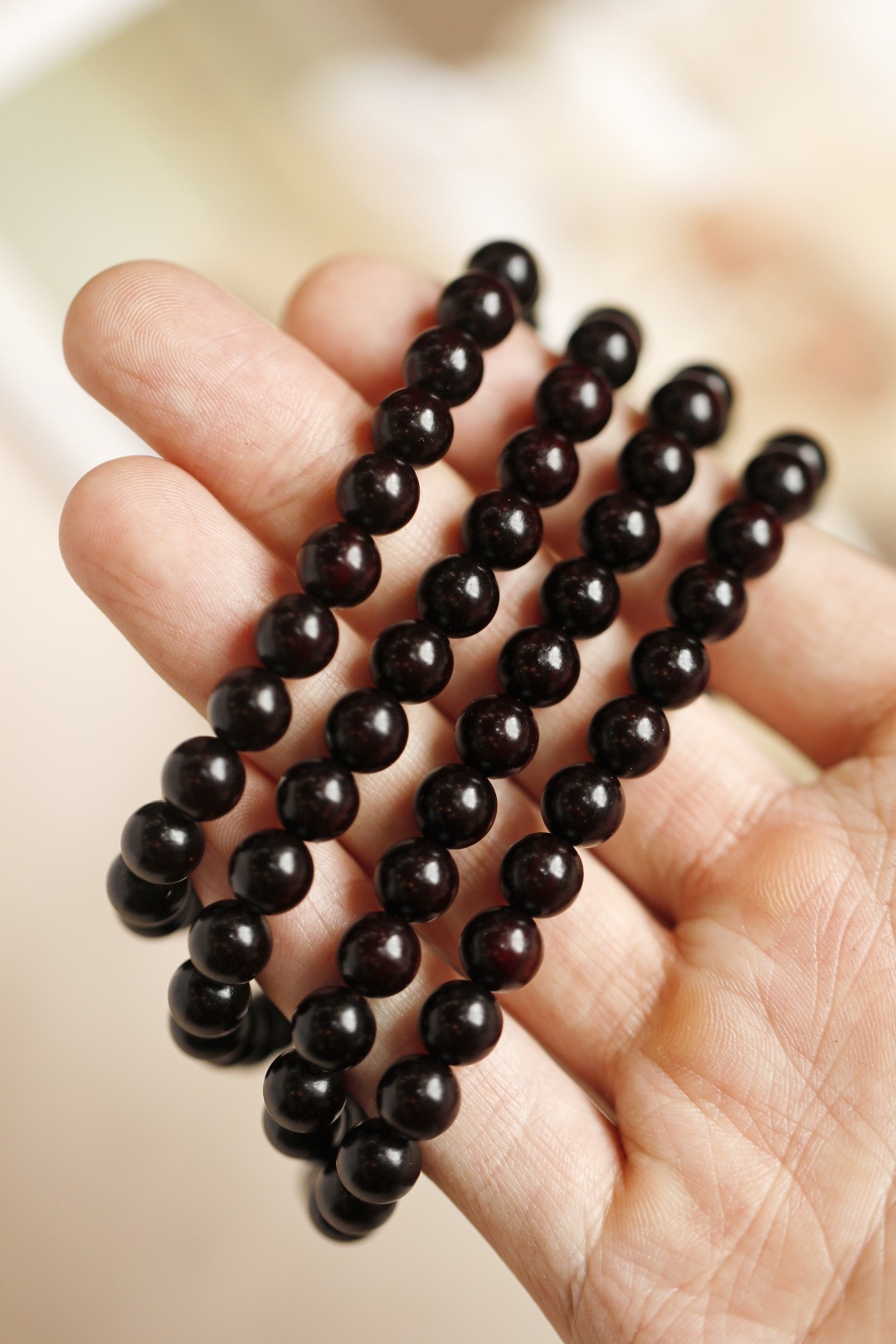 紫檀 8mm 108颗【墨羽】约41.5g 质地细密，抚之润泽而温，原创设计，点