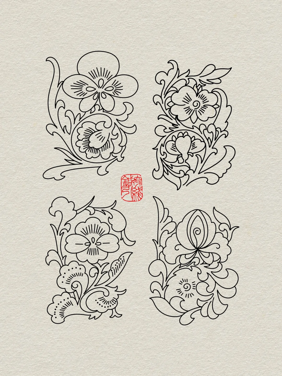 宋代陶瓷图案【花卉纹一】