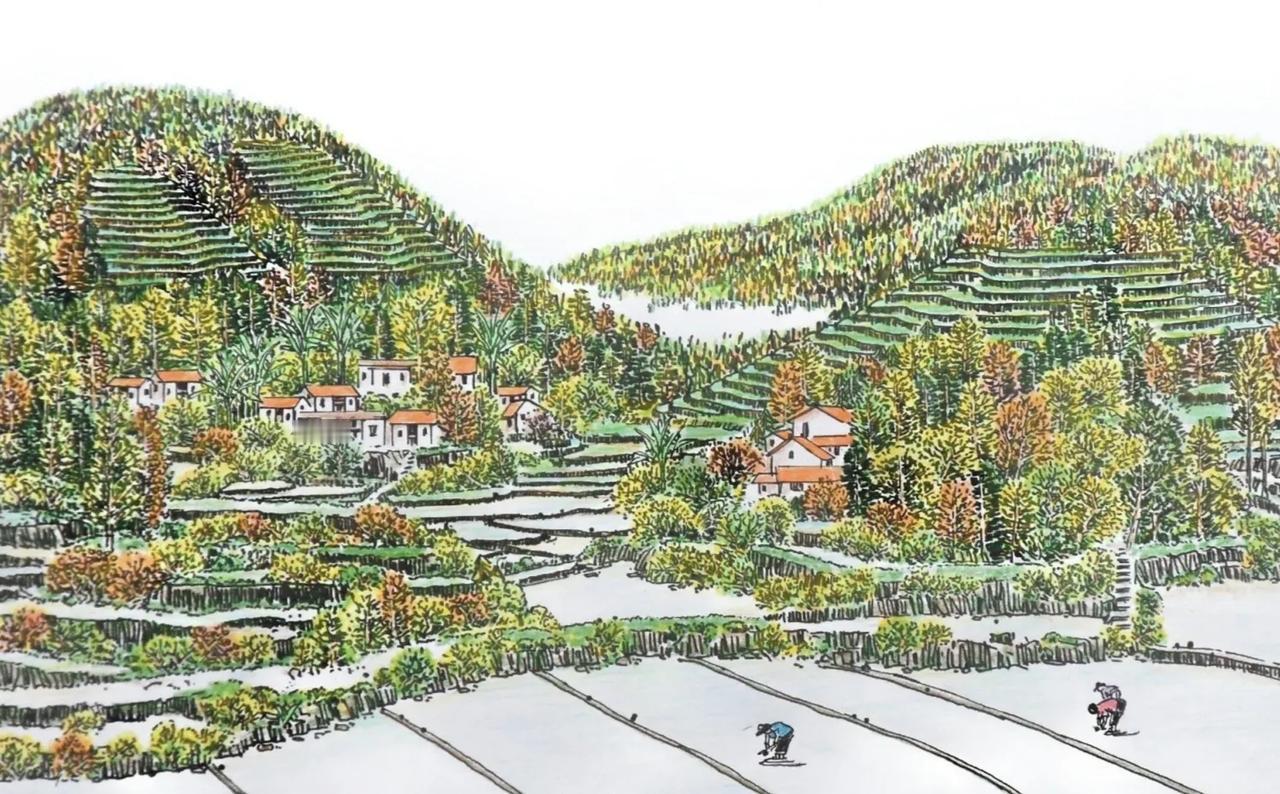 途虫数学原创画作，装饰风景画。绘画工具:秀丽笔，彩色铅笔，素描纸。除了写字，秀丽