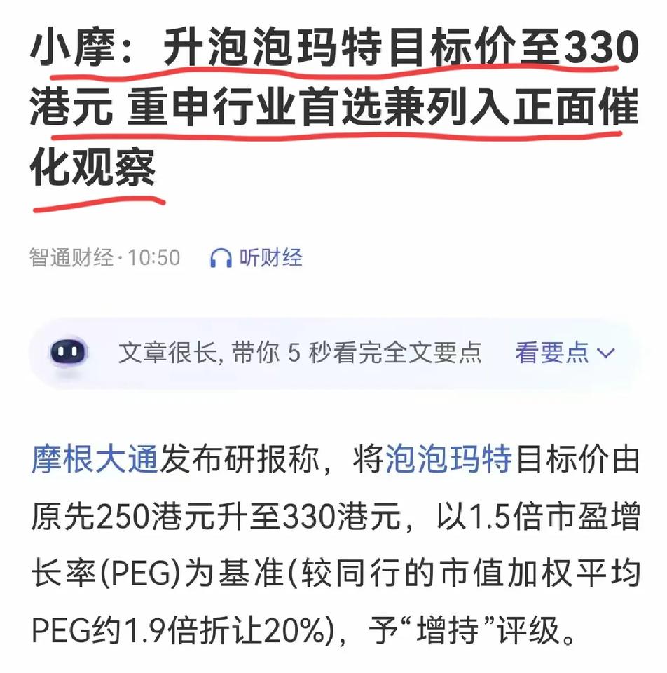基金扎堆，预测向上股价向下！小摩升泡泡玛特目标价330港元，结果泡泡玛特的股价就