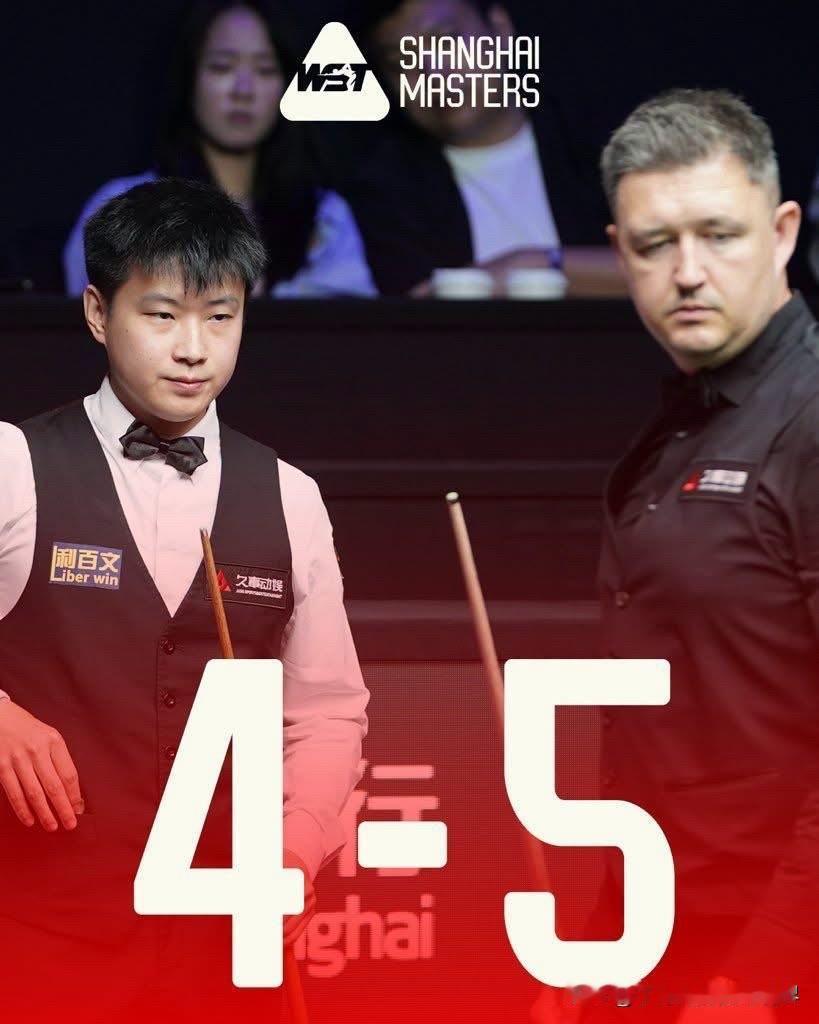 赵心童4比5暂时落后卫冕冠军威尔逊！

上海大师赛半决赛，在第一阶段比赛结束后，