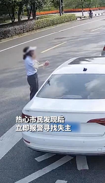 浙江，市民杨女士收拾妥当打算开车走，一眼瞅见后头轿车边上的路面飘着一堆百元钞票，