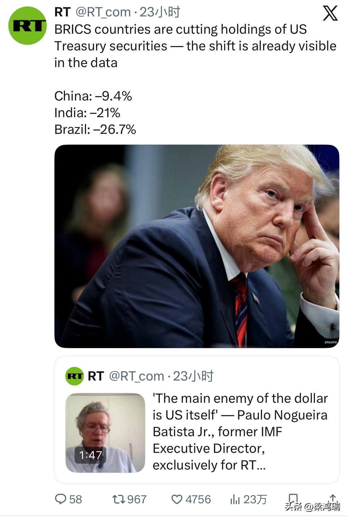 截至 2026 年 1 月，最新公开的美国财政部 TIC 数据（统计至 2025