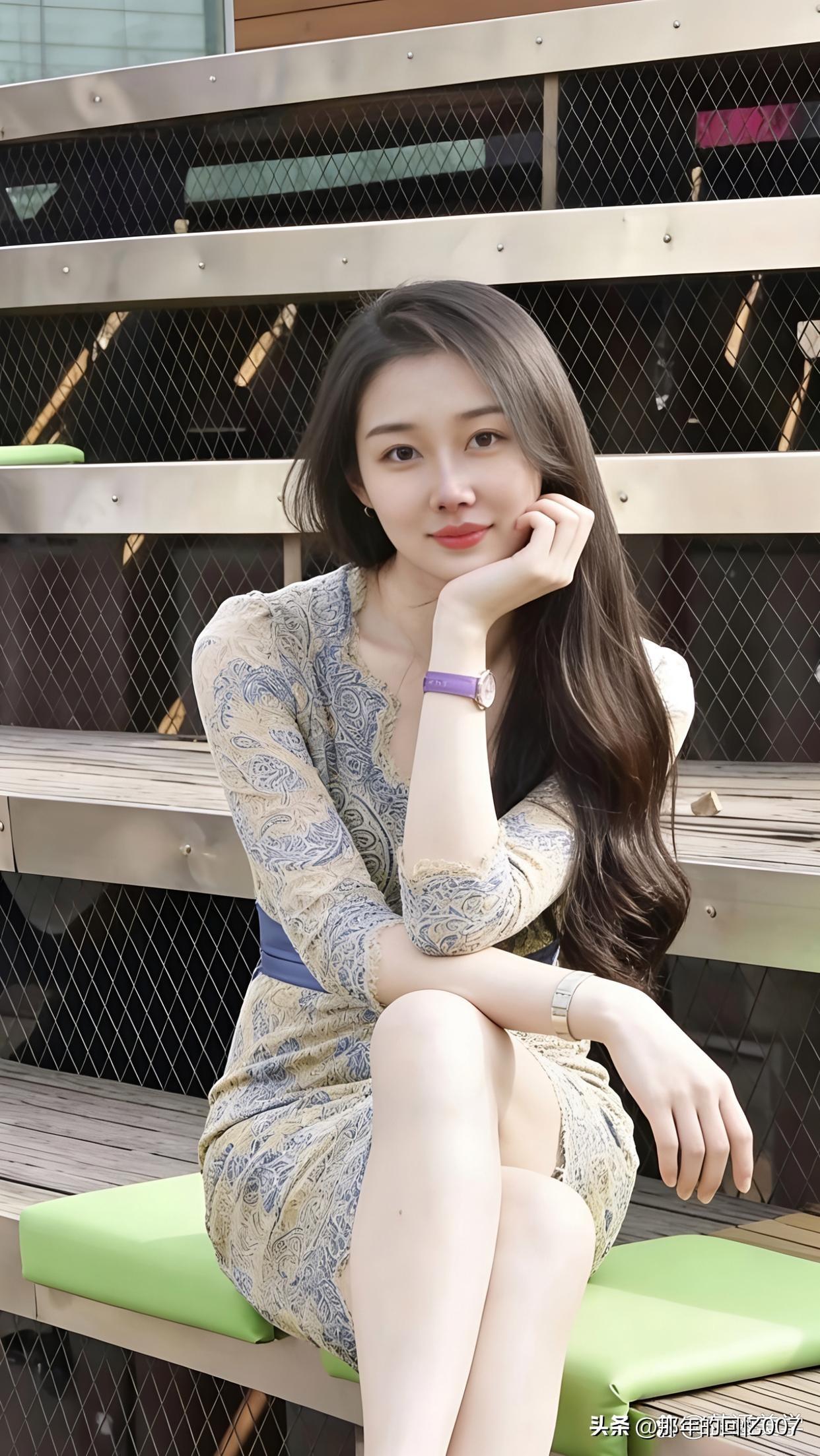 看到这位坐在长椅上微笑着看向镜头的小姐姐，瞬间就被她的美给击中了。这让我想到30