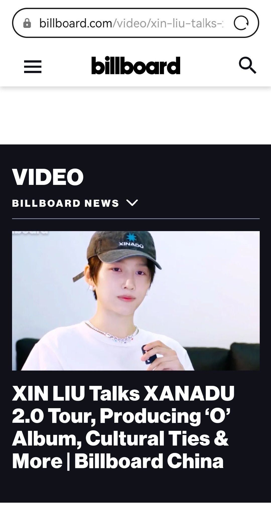 Billboard官网报道刘雨昕仙那度2.0演唱会和新专辑《O》，认证刘雨昕是首