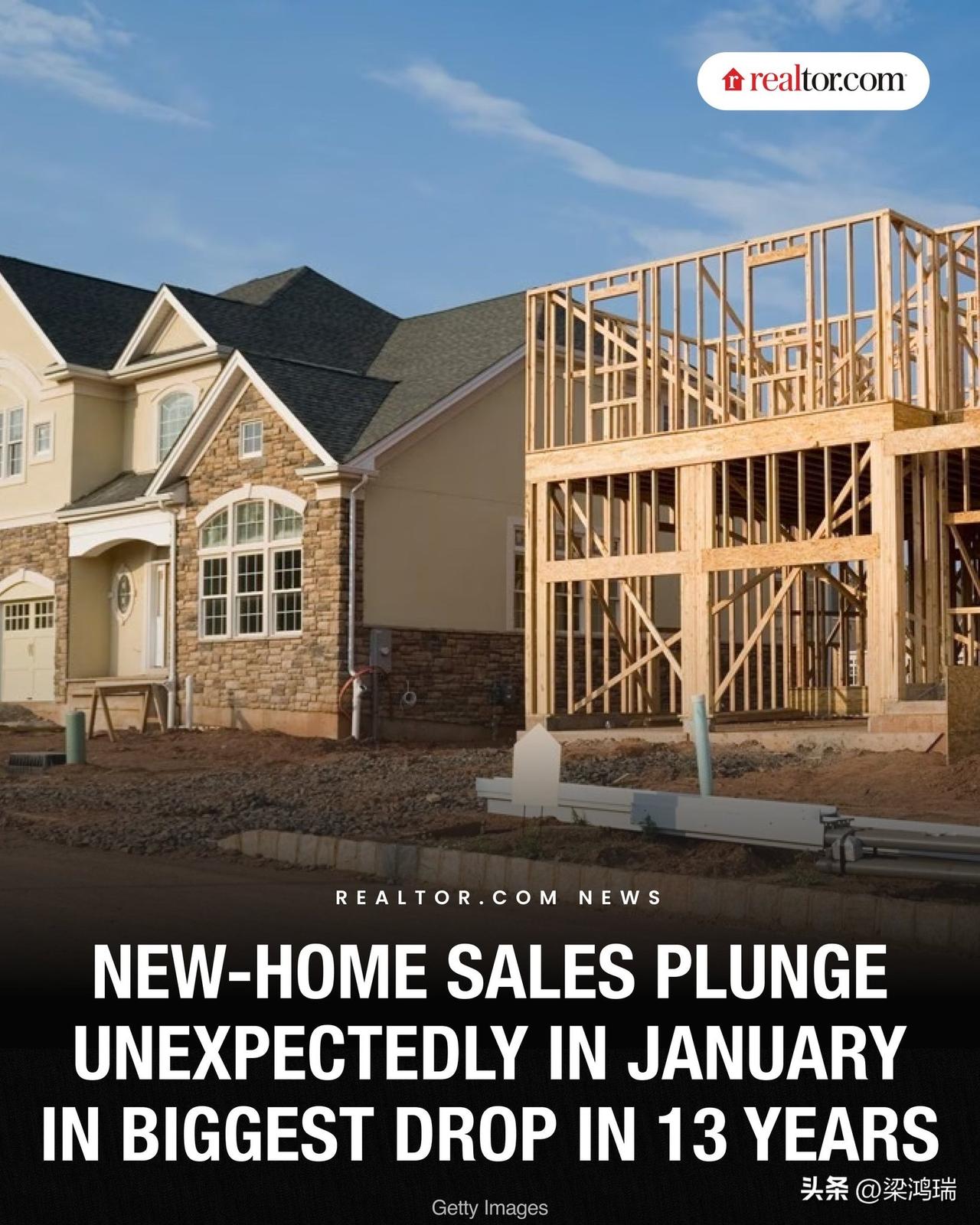 阿斯达克财经 数据显示，1 月美国新屋销售环比暴跌 17.6%，远低于前值 -1