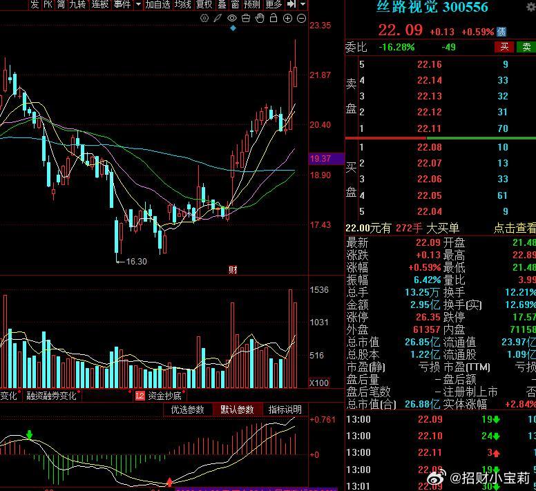 丝路视觉从高回落，今天流出不多，还可以再观望一天！ 