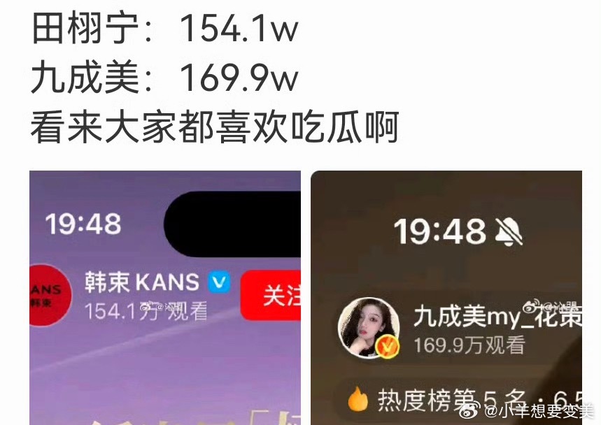 田栩宁 九成美笑鼠了 九成美的粉丝要比田栩宁还多了 大家是有多喜欢吃瓜不管怎么说