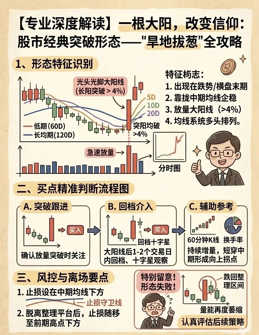 一根大阳，改变信仰识别旱地拔葱形态，可以从以下几个特征入手：第一，形态大多出现在