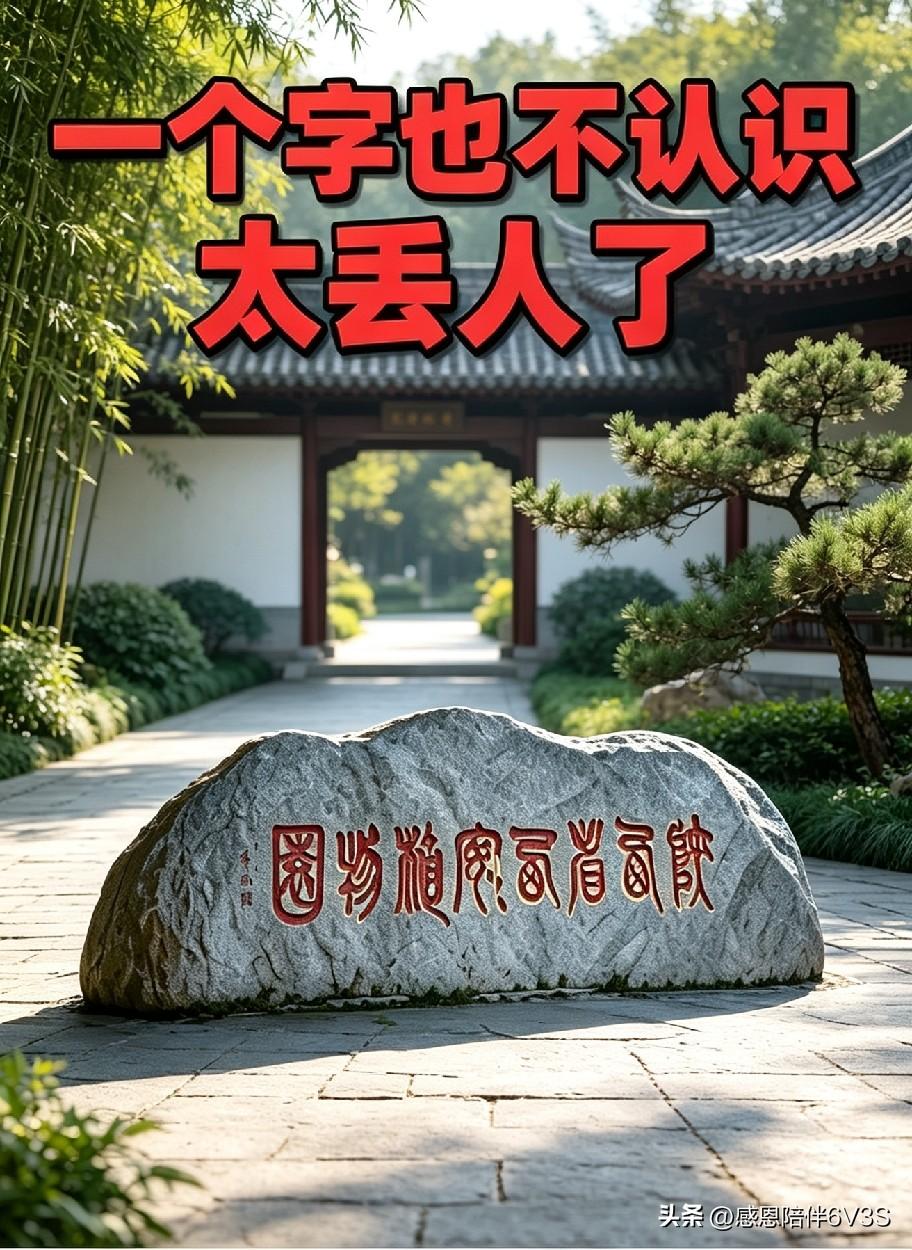 能认出这八个字的，绝对是高手！这块园林石头上的古篆字体，好多人瞅半天，一个字都认