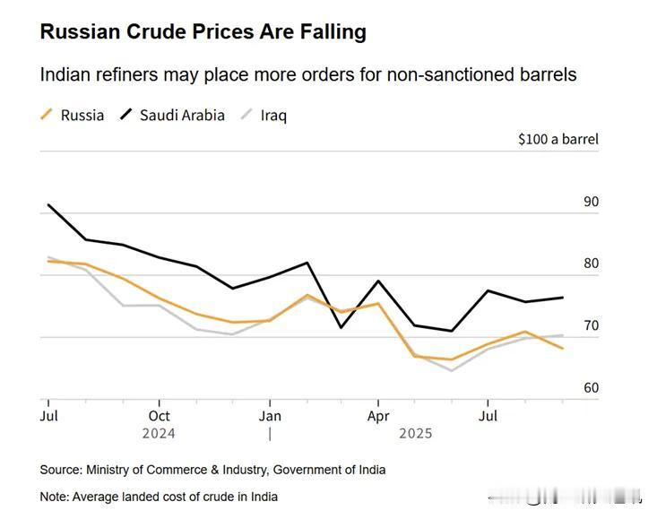 彭博社11月24日报道，美国制裁致俄原油对印折扣达两年新高。美国对俄石油公司等主
