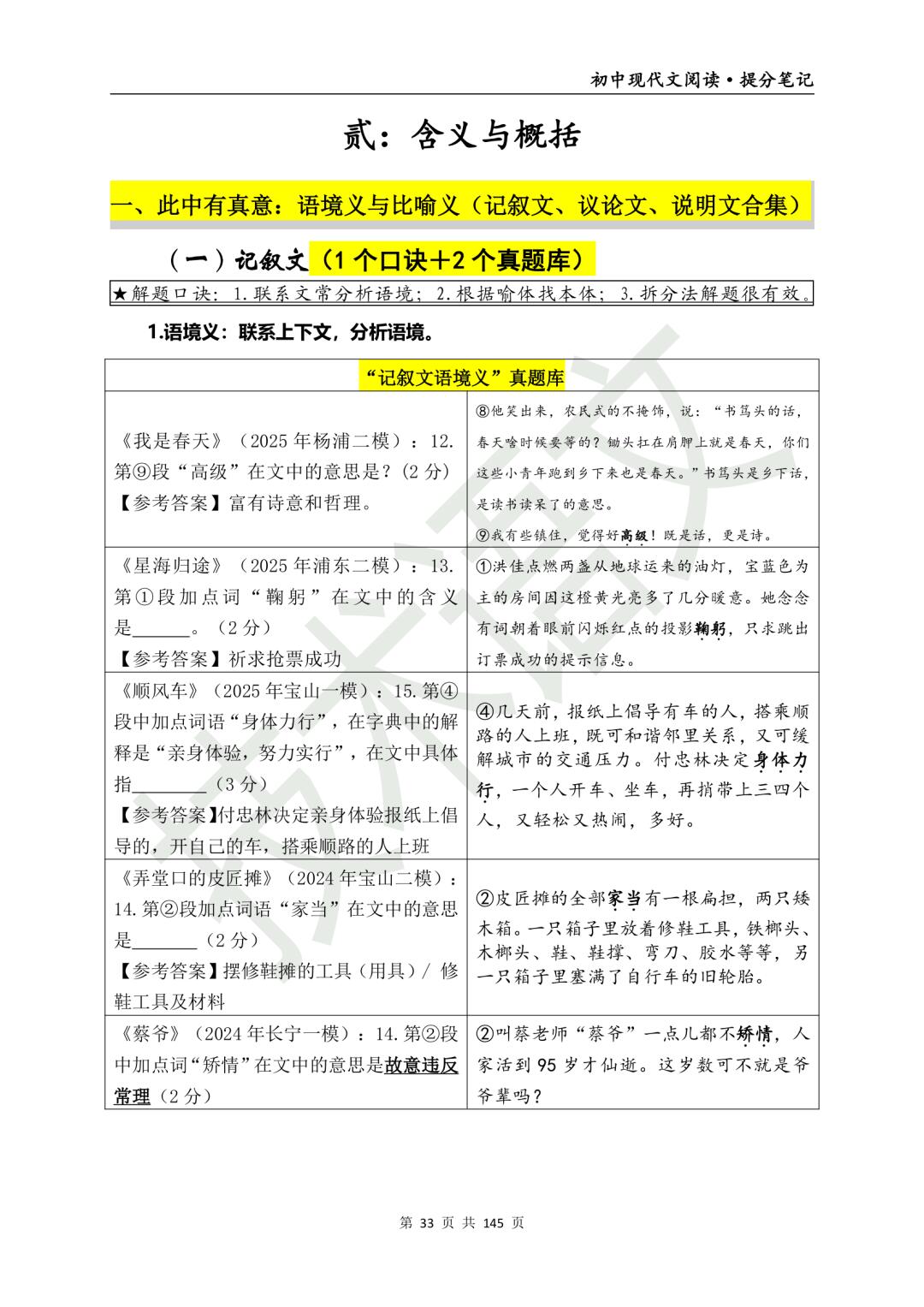 用6000字讲透“语境义+比喻义”（6个题库）