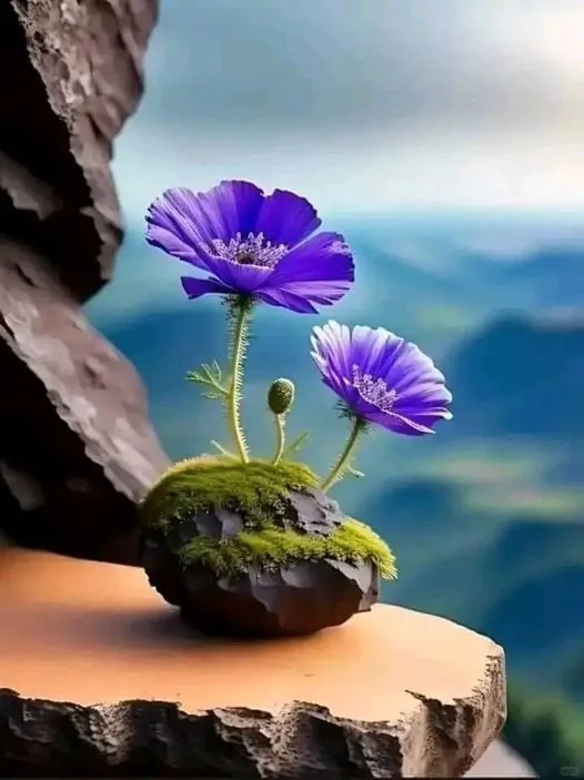 美图欣赏——石上兰花 - 自然的坚韧与美丽