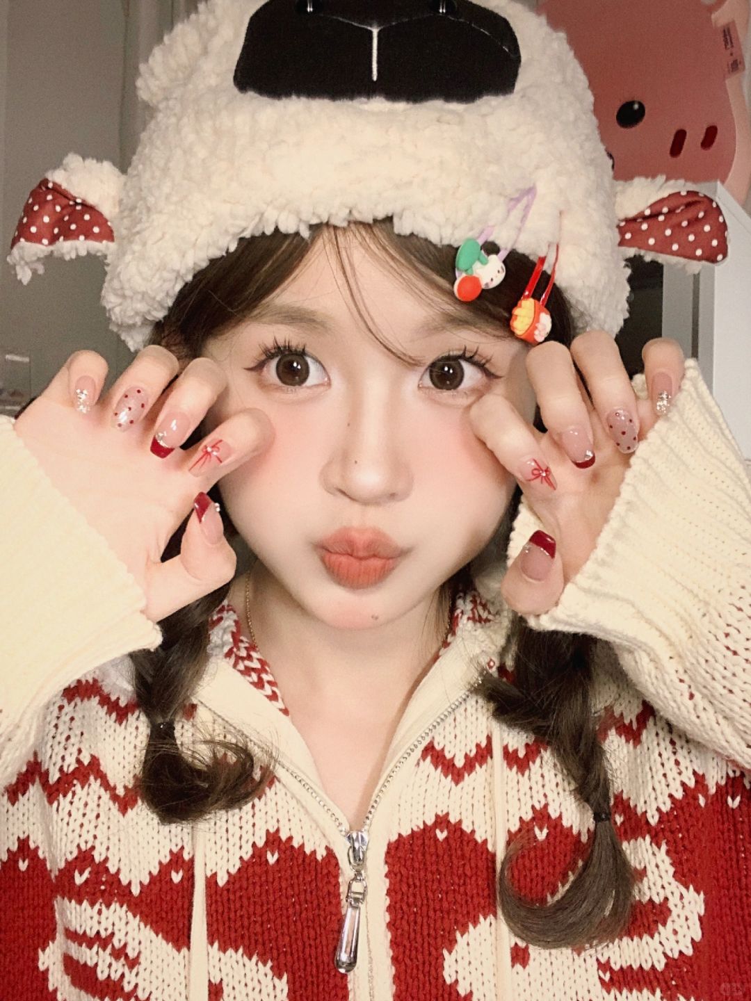 new nail🍒新年美甲我也安排上咯˶˃ ᵕ ˂˶