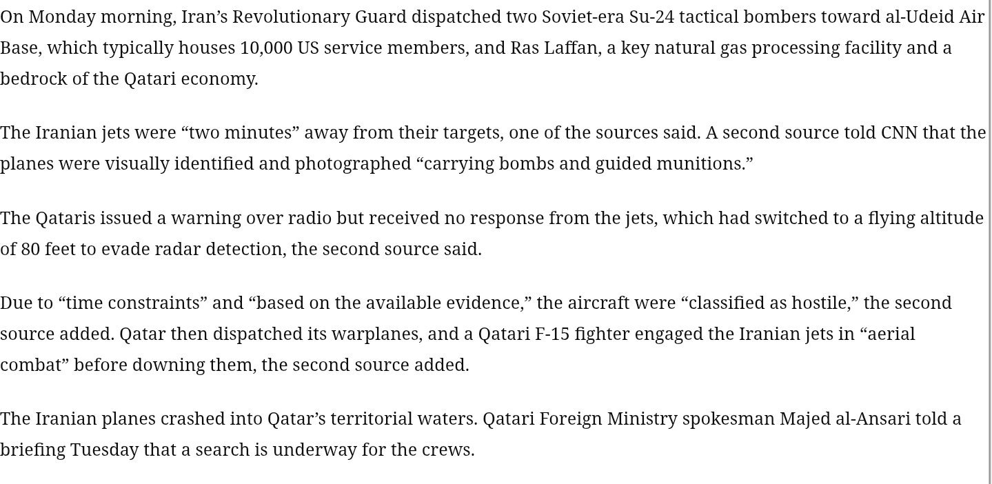 更多卡塔尔空战的细节有了，击落伊朗空军Su-24MK的是卡塔尔空军最新从美国购买