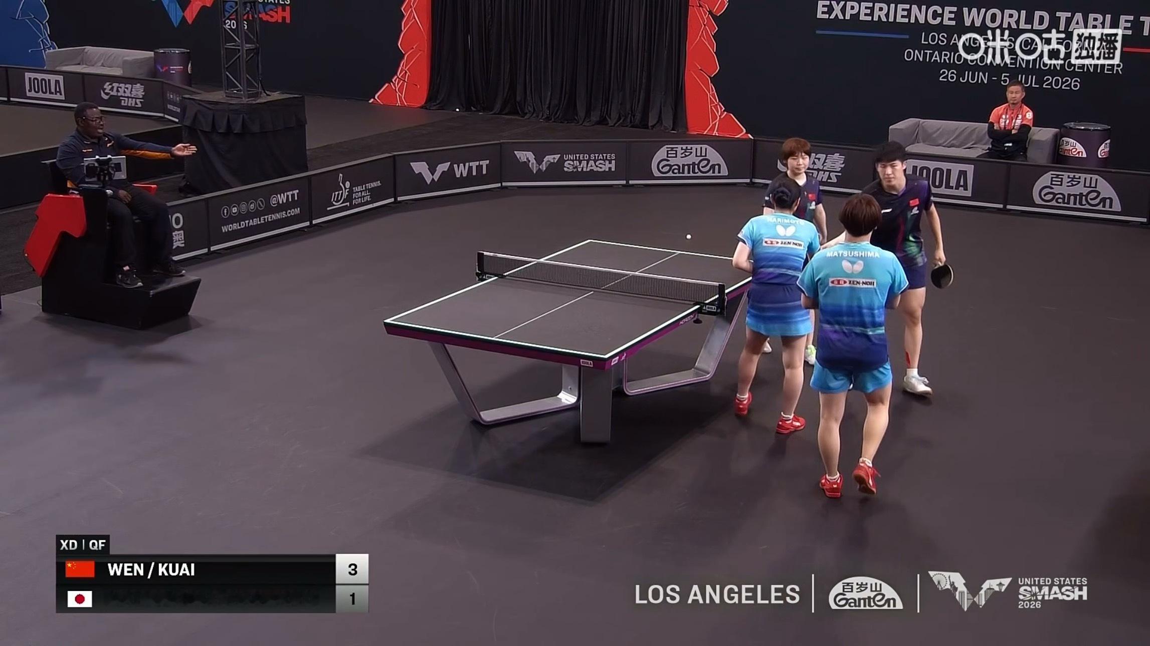 温瑞博/蒯曼3比1松岛辉空/张本美和(11-8，11-2，8-11，11-9)晋