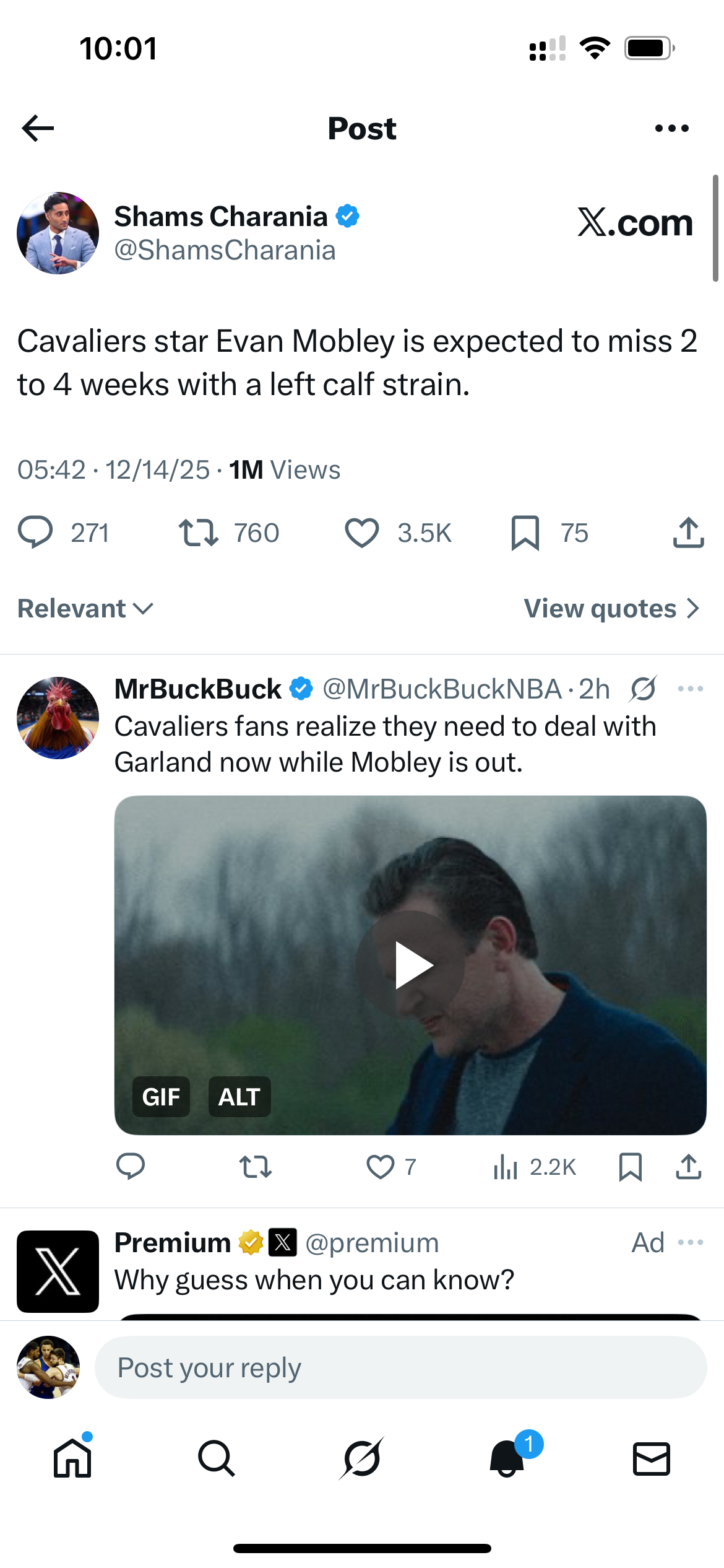 骑士的莫布利预计因左小腿拉伤将缺席2到4周 