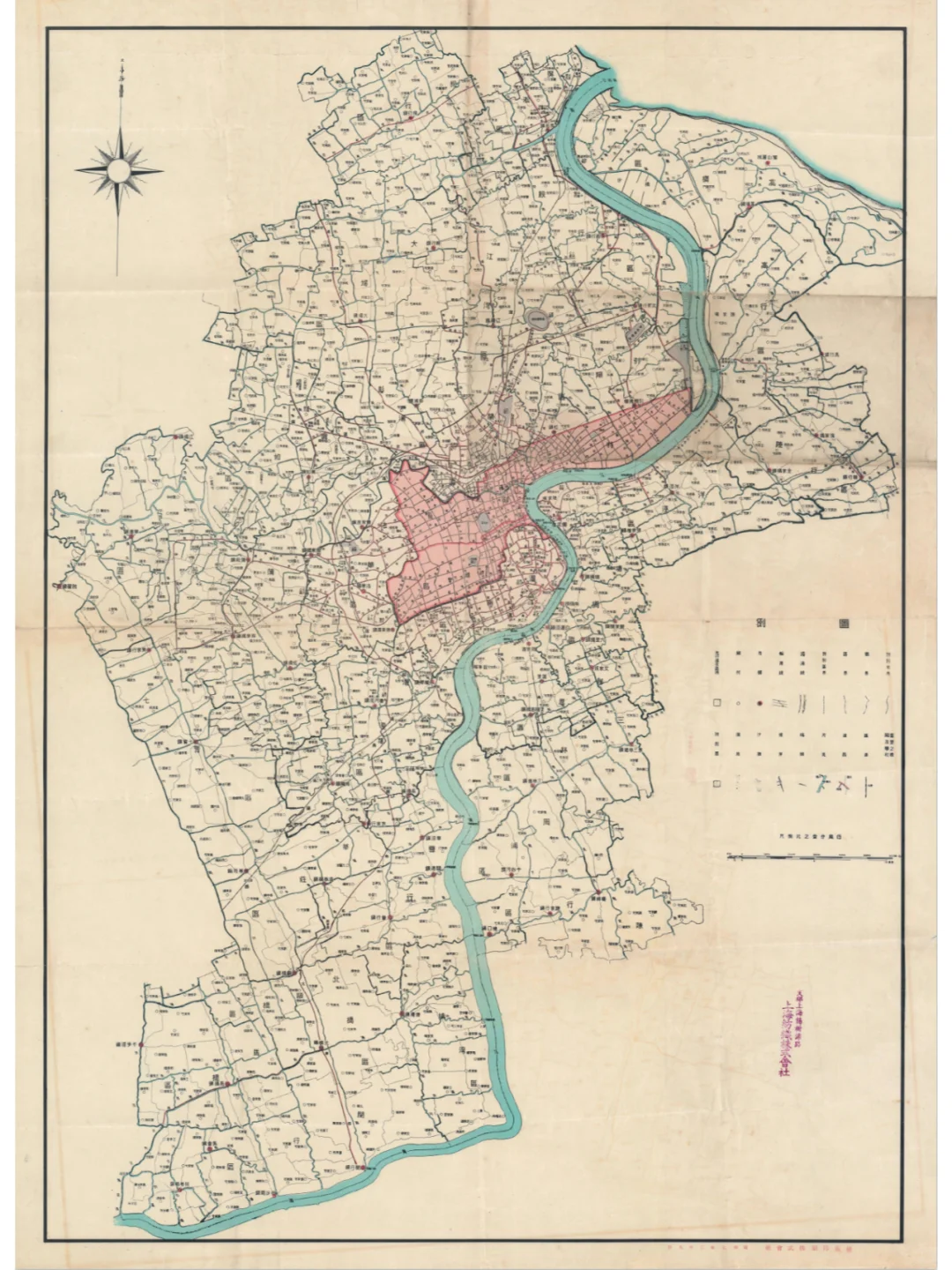 1932年上海市区域图 老地图