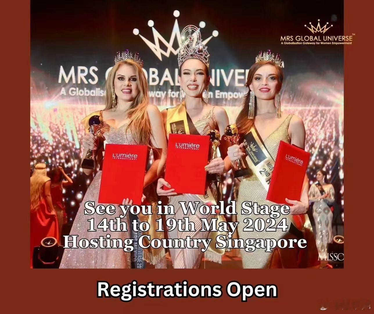 👑选美世界赛预告！📅5月14日-5月18日🇸🇬新加坡、马来西亚🇲🇾?