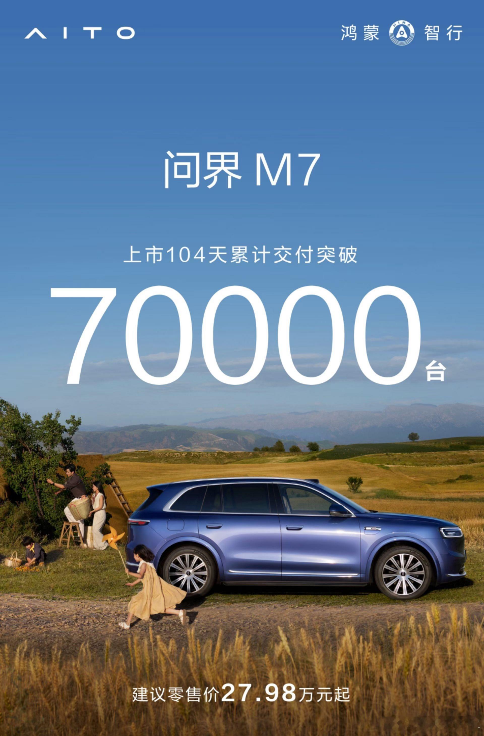 三个多月7万台真不少了问界问界新m7