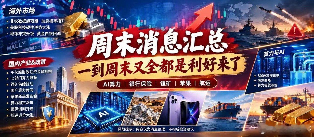 周末消息汇总：明天会不会又上演“周末全是利好，周一抱头蹲好”的戏码？风险提示：内