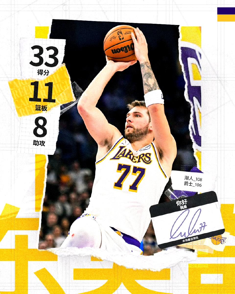 湖人三巨头成型了，从数据来看谁是老大。

东契奇33分11篮板8助攻，头号球星。