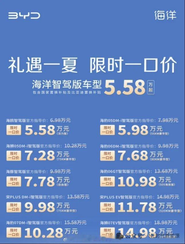 5月23日，比亚迪海洋网、王朝网推出限时一口价和618促销活动，涉及旗下22款车