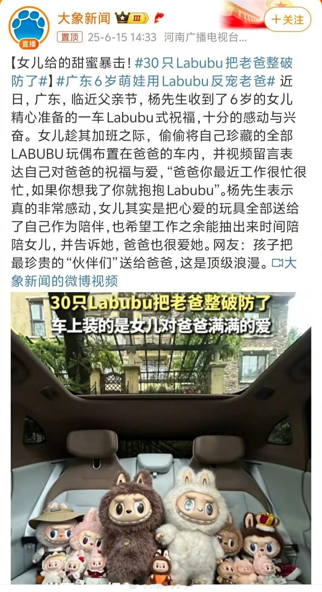 30只Labubu把老爸整破防了如此可爱的Labubu等我成为父亲的那一天不知道