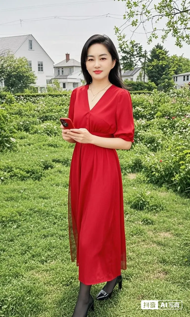 穿搭 红色连衣裙  美出高级感