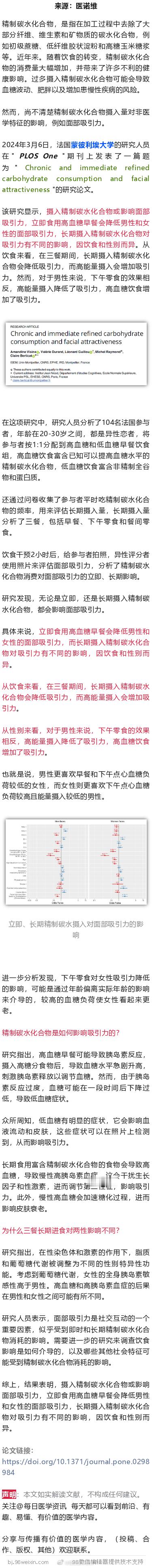 吃碳水会“变丑”？研究发现，高精制碳水饮食，与面部吸引力降低有关2024年3月6