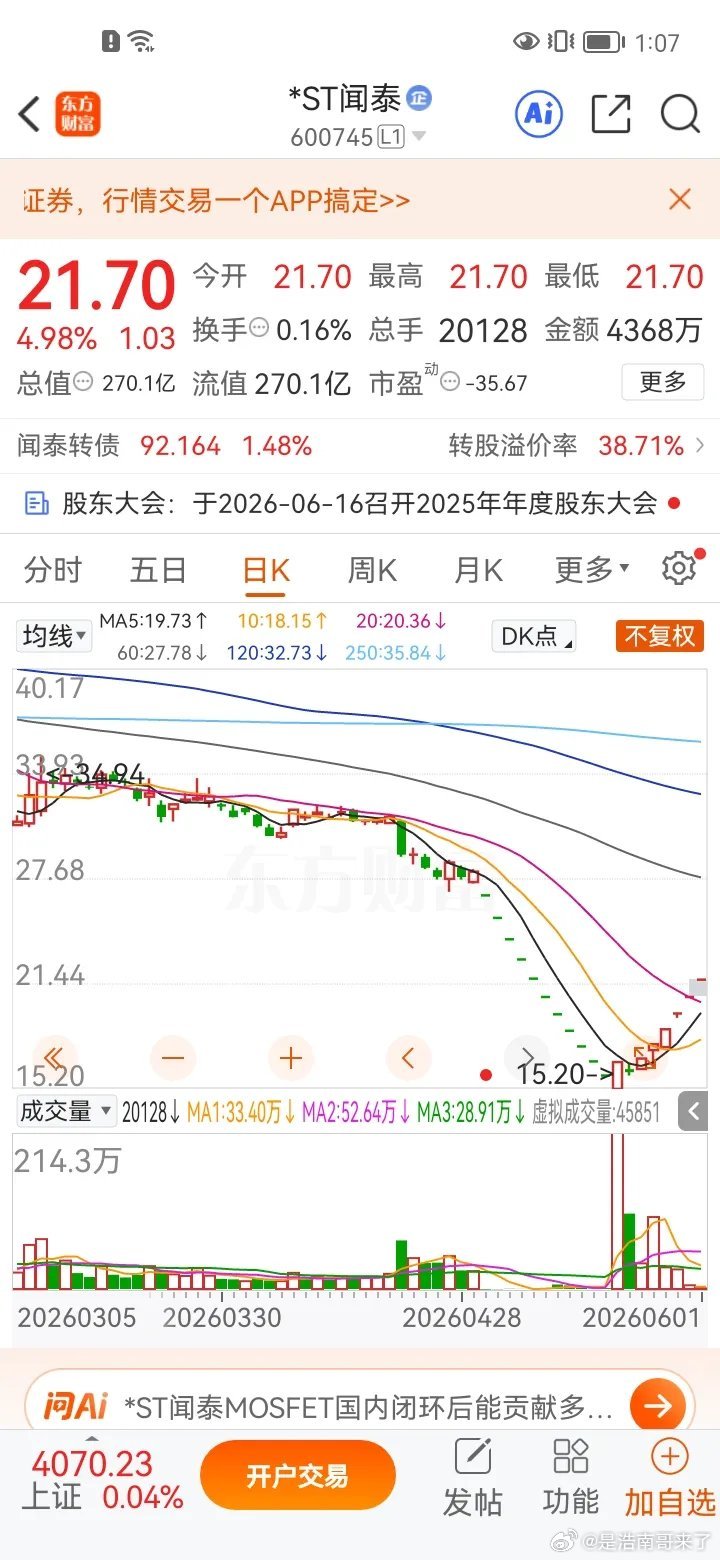 一位山东股民，在*ST闻泰（600745）的连续跌停行情里，靠着自己摸索的跌停抄