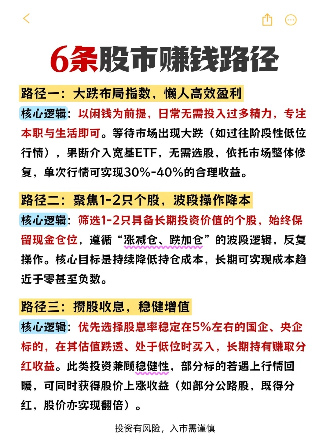 股票6条赚钱路径，你适合哪一条？