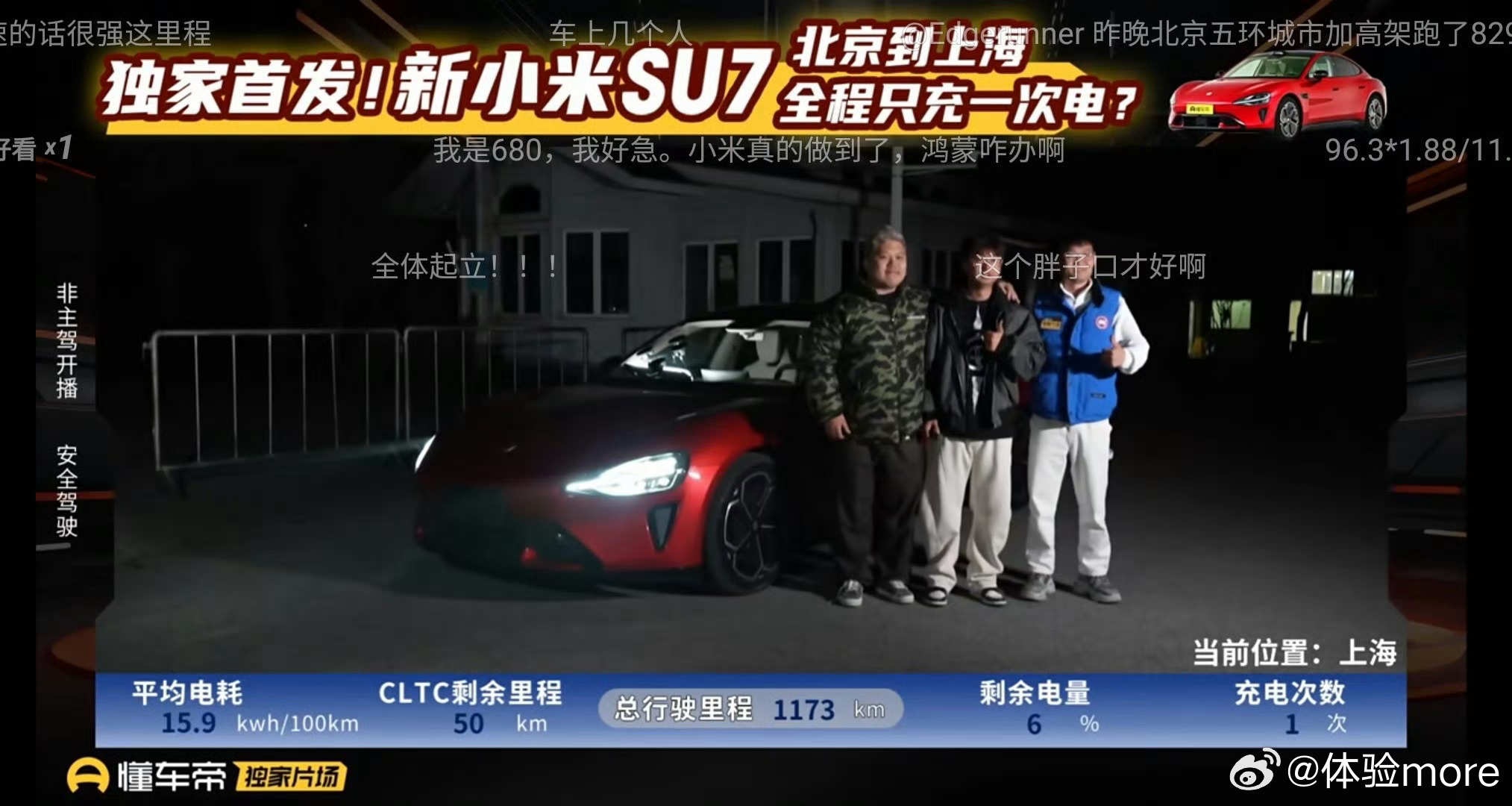 小米SU7Pro一充跑通京沪划重点：纯电车首次完成，北京到上海，全程1173km