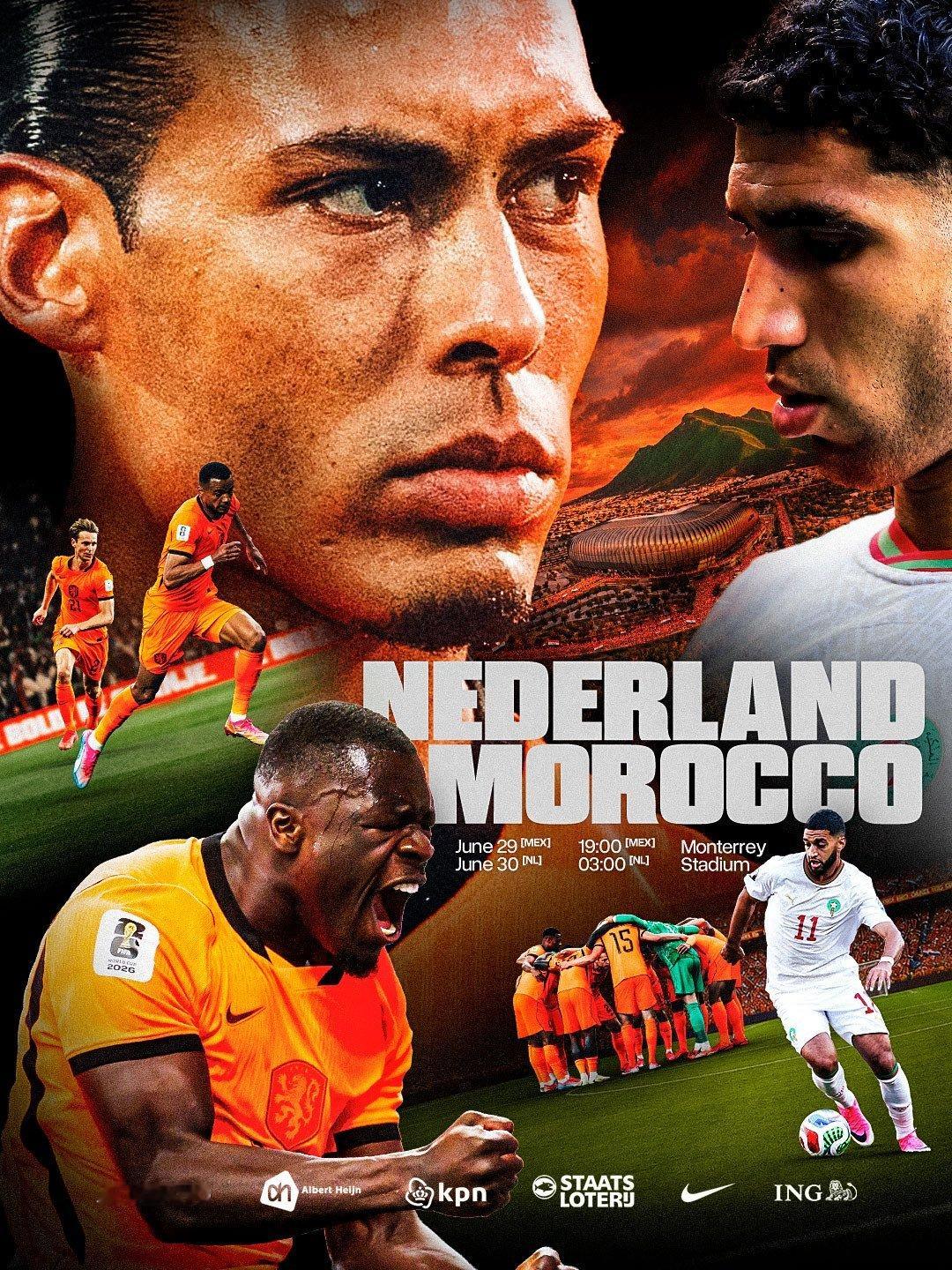 世界杯淘汰赛比赛日：荷兰vs摩洛哥🇳🇱🇲🇦⌚️6月30日09:00在评论