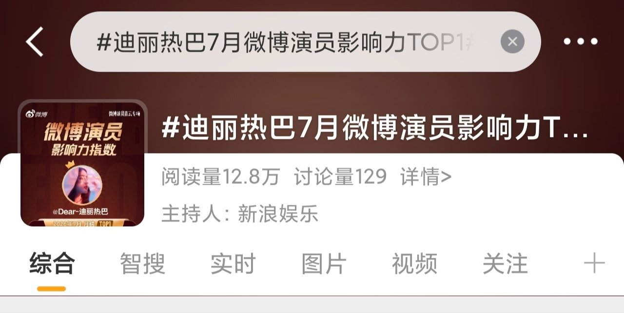 迪丽热巴 带迪丽热巴7月微博演员影响力TOP1在迪丽热巴发六贴来安利热巴 🈲回