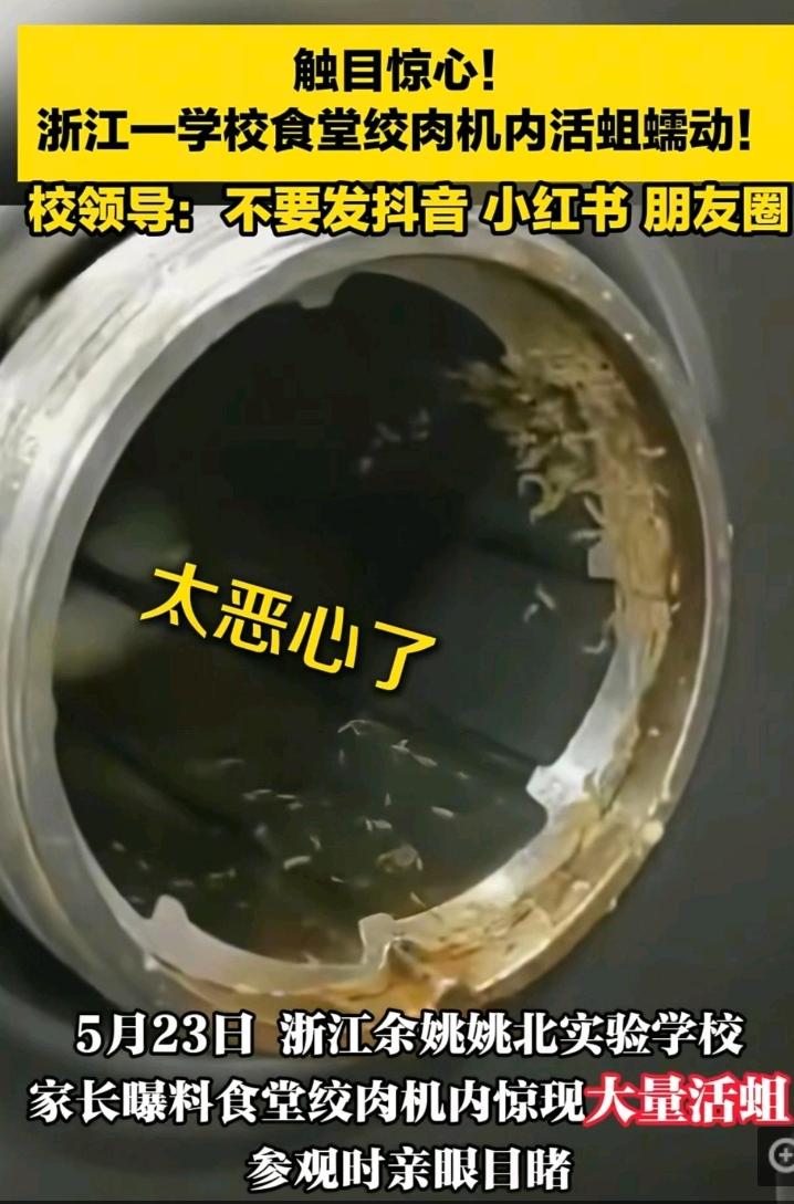 触目惊心啊，某南方大学食堂的绞肉机里出现了一堆堆密密麻麻的活蛆！！
不知道多少学