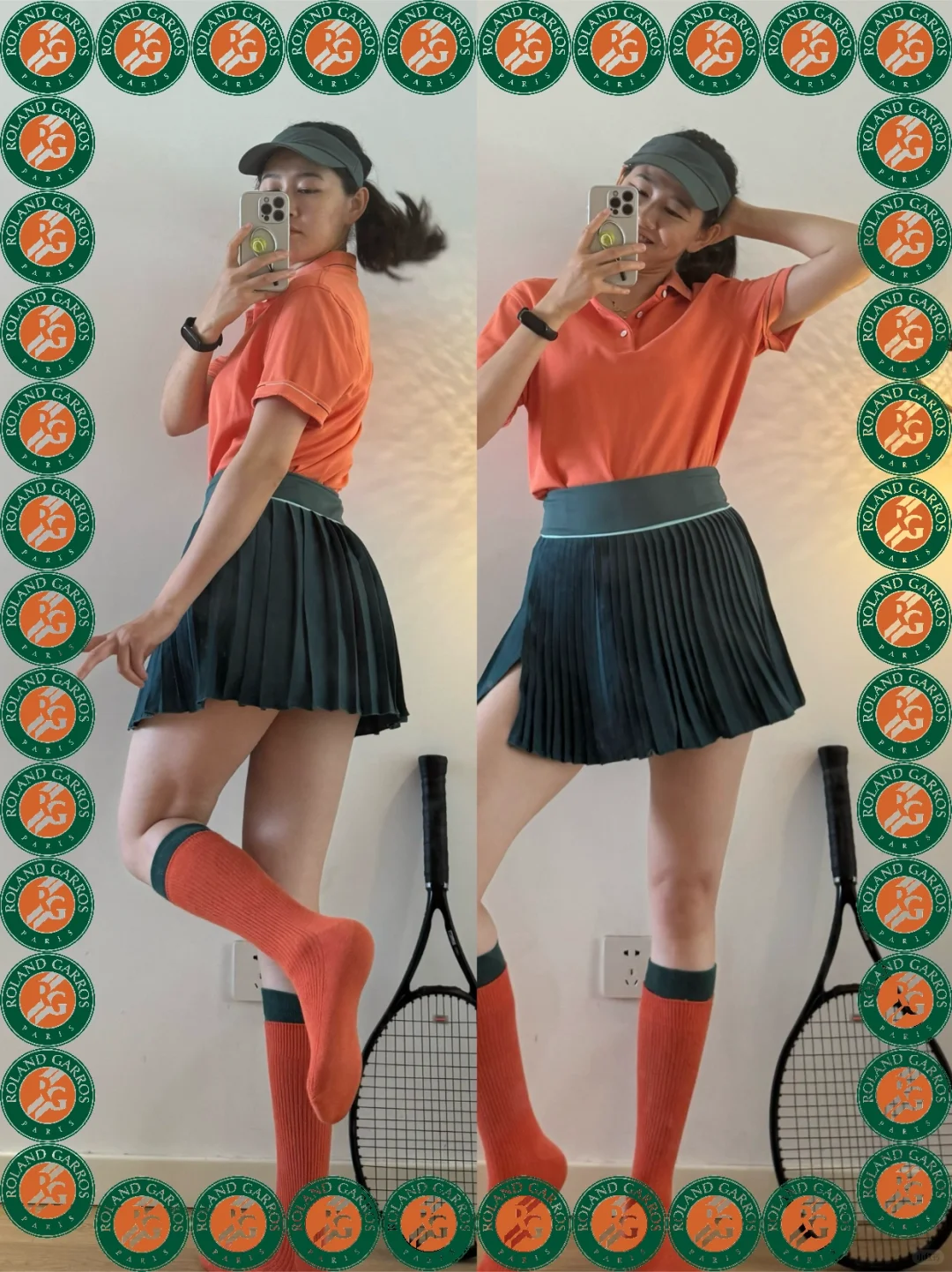 🥦🍑🥦搭了一套法网配色网球服，好看吗
