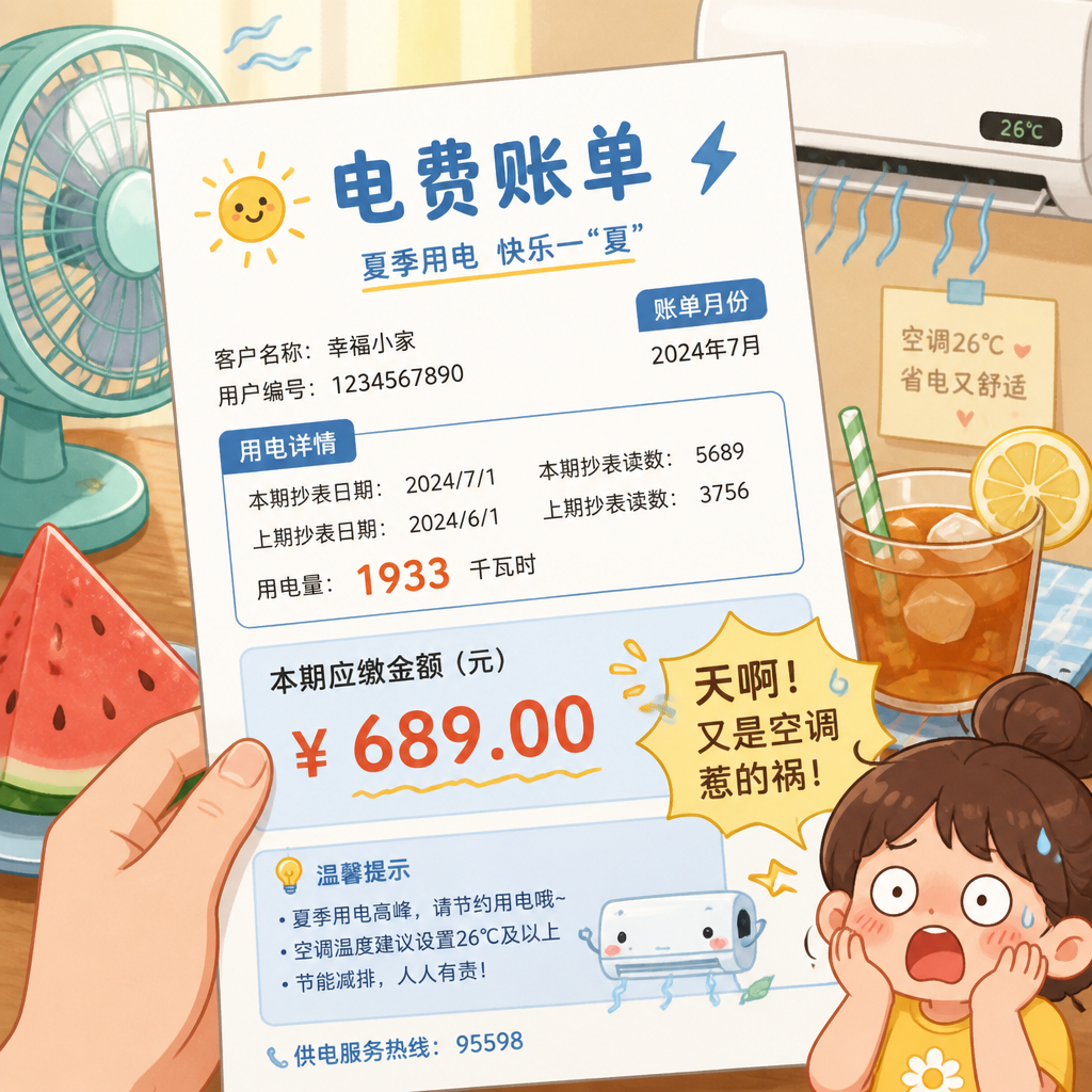 高温天每月电费超多少算败家三伏天不开空调确实扛不住，但空调一开就是一整天，月底查