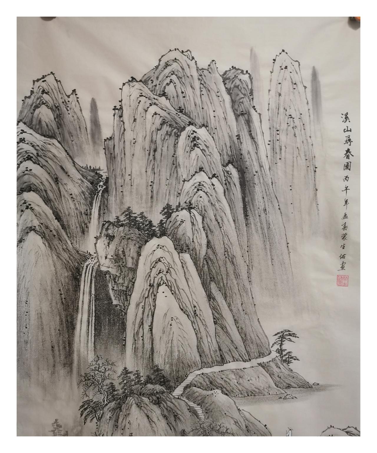 中国山水画（原创）作品欣赏：
传统水墨仿古山水
尺寸：四尺（138x68）
纸本