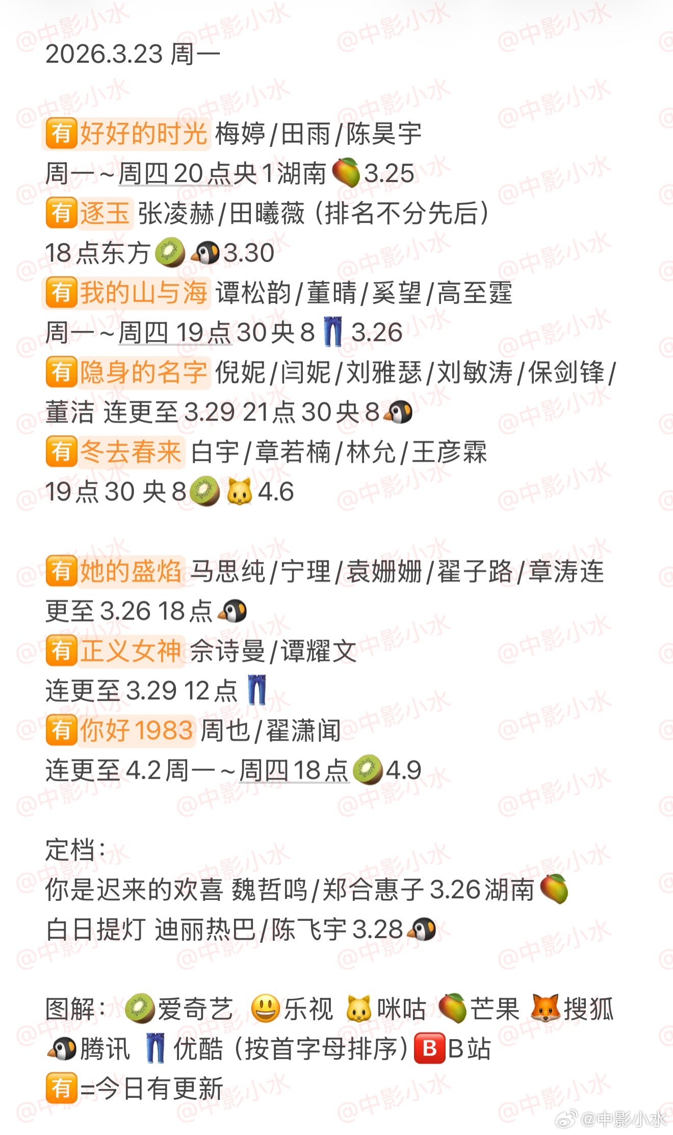 拯救剧荒 3月23日，今晚看点啥？？图1 追剧日历 图2 综艺日历  图3  已