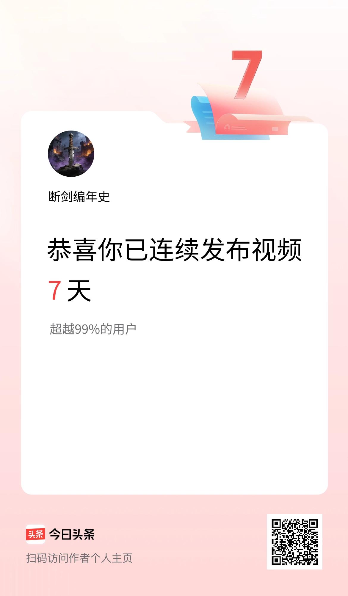 我在头条连续视频投稿7天