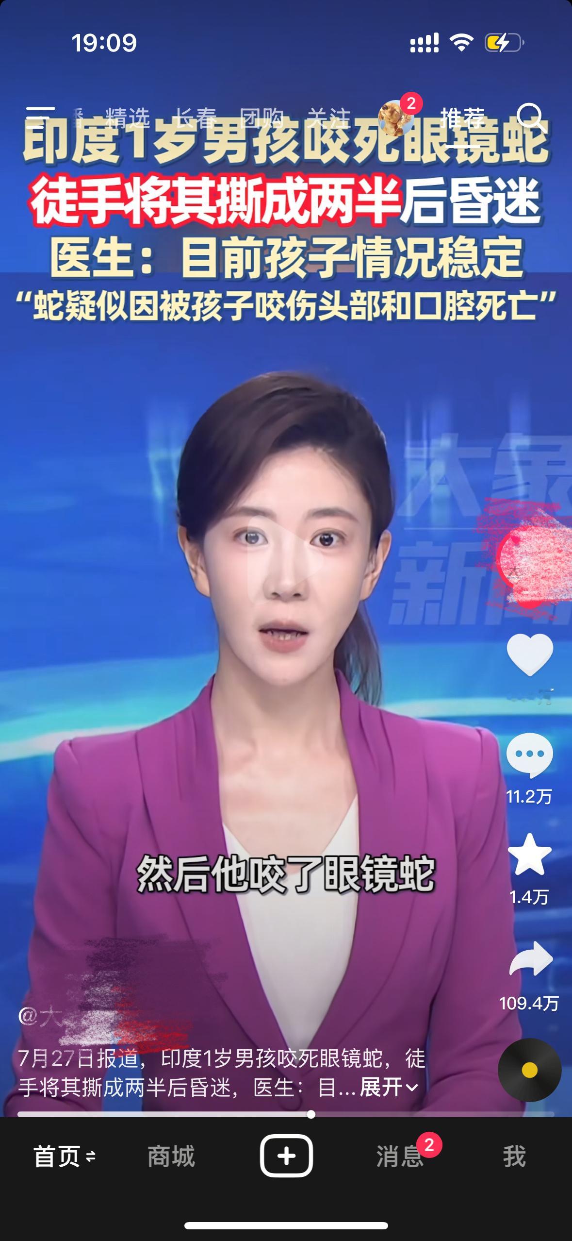 印度小孩手撕眼镜蛇 蛇：为我花生 ​​​