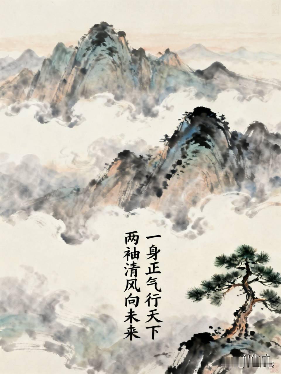 上联：一身正气行天下，
下联：两袖清风向未来。